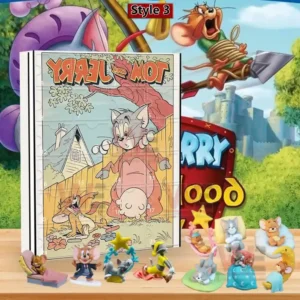 Tom and Jerry Advent Calendar 2025 8 Advent calendar style three showing vintage comic art of Tom and Jerry with small collectible figures.