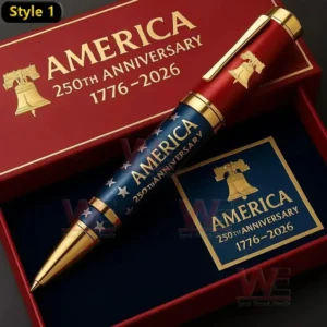 United States 250 Years of Freedom Commemorative Pen 6 A commemorative pen for America's 250th anniversary with the American flag and Liberty Bell design, in a red box.