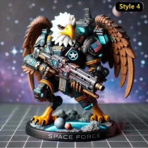US Armed Eagle Vinyl Figure 7 Bald eagle Space Force figure in futuristic armor holding a sci fi weapon standing on a base with planets and stars!