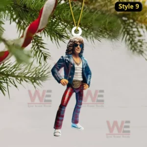 Van Halen Christmas Ornament 9 Blue jacket and red plaid rock musician ornament with belt detail for festive decor!