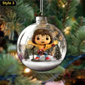 Van Halen Rock Band Christmas Ornament 10 Alt text: Christmas ornament featuring a figure playing guitar in a snowy setting.