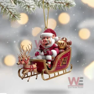 Washington Commanders pig Santa sleigh ornament with reindeer and team logo gifts.