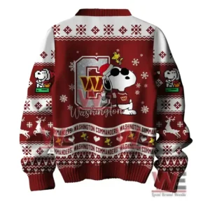 Washington Commanders Premium NFL Peanuts Snoopy Ugly Sweater 5 Back view of a red Washington Commanders sweater with Snoopy and the team's logo.