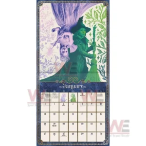 Two magical characters above a January calendar grid.