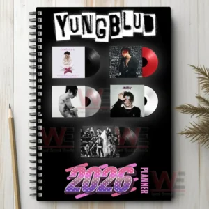 Yungblud 2026 planner cover with album art and record theme!