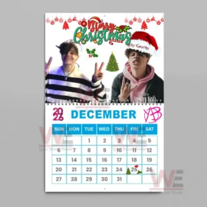 December 2026 calendar page with Christmas themed Yungblud design!