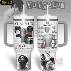 YUNGBLUD Idols The World Tour Tumber 5 Alt text: Close-up of a tumbler featuring Yungblud's