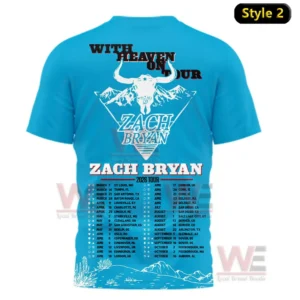 zach bryan whith heaven on tour 2026 shirt img 2