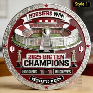 Indiana Hoosiers Big Ten championship commemorative coin featuring a football stadium trophy and championship season design!