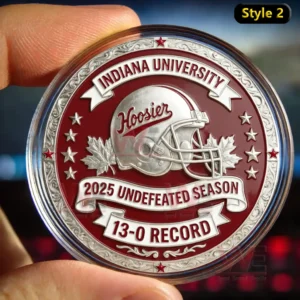 2025 Big 10 Championships Commemorative Coin 3 Indiana University undefeated season commemorative coin with football helmet and team emblem!