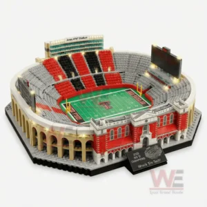 2025 Big 12 Championships Commemorative Edition Building Block Set 3 Building block football stadium model with illuminated stands a green field red and gray seating and a championship display base!