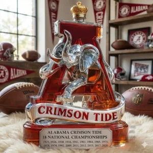 Luxury Crimson Tide letter A bottle with elephant sculpture and gold crown cap!