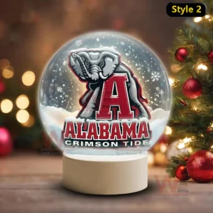 Snow globe style display featuring Alabama mascot elephant logo and letter A on a white stand!