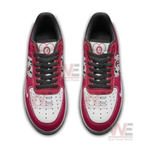 Top down view of Alabama Crimson Tide themed shoes highlighting overall design!