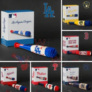 Baseball bat building block models from various professional teams presented as collectible display items!