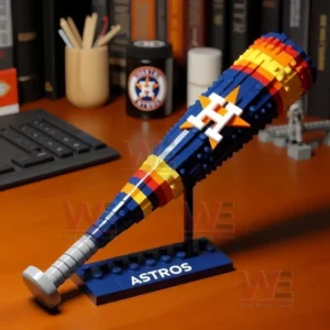 Houston Astros inspired baseball bat building block model displayed as a decorative collectible!