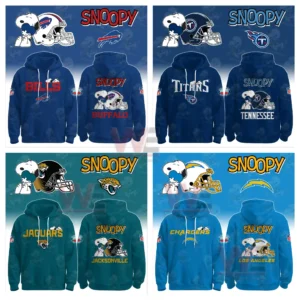All Team NFL x Snoopy Hoodie 12 Football themed hoodies with Snoopy illustrations helmet graphics and team color designs!