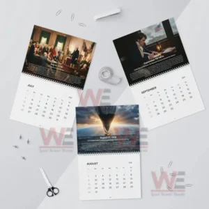 America's 250th Anniversary 2026 Calendar 10 Flat lay view of a wall calendar displaying mid year months with historic themed artwork!