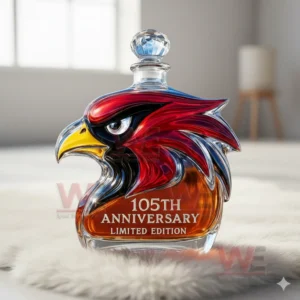 Red eagle head shaped anniversary whiskey bottle with clear glass stopper!