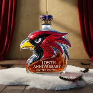 Arizona Cardinals 105th Anniversary Custom Whiskey Bottle 6 Crowned eagle head anniversary whiskey bottle with amber liquid!