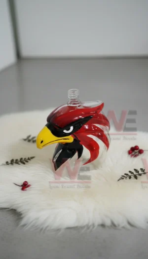 Arizona Cardinals 105th Anniversary Custom Whiskey Bottle 7 Open eagle head shaped glass bottle without stopper on white surface!