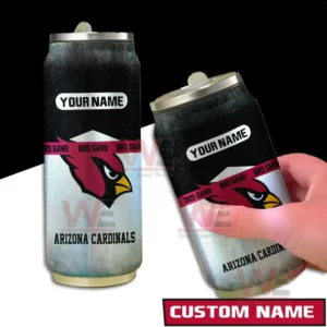 A visual of branded tumblers styled like cans featuring team graphics and a custom name panel!