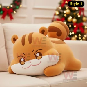 ATEEZ Luxurious Plush Pillows 12 Brown squirrel plush pillow lying on a sofa in a holiday setting!
