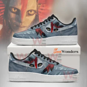 Varang inspired sneakers shown from the side highlighting detailed character artwork!