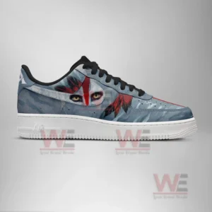 Right side angle of Varang inspired sneakers with dramatic character design!
