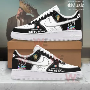 Side view image showing themed sneakers with contrasting colors event logos and character artwork on the panels!