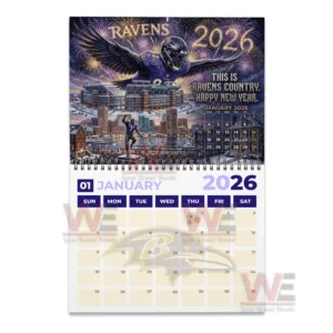 Large raven flies over Baltimore skyline with fireworks and a celebrating football player below!