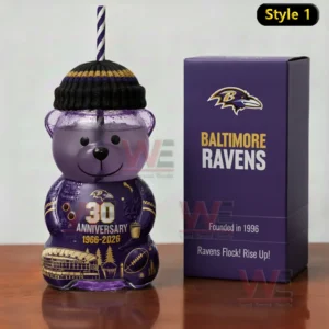 Baltimore Ravens 30th Anniversary 1996-2026 Bear Glass Cup