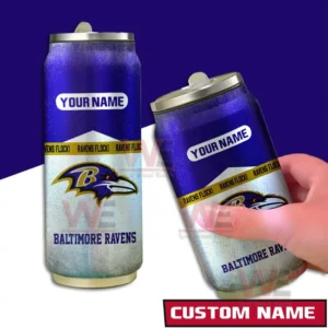 Baltimore Ravens NFL Personalized Can Tumbler 4 Two custom Falcons themed can tumblers styled like beverage cans with prominent team colors and a name area!
