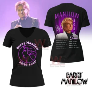 Black tshirt with purple front emblem and large back portrait graphic inspired by a live concert!