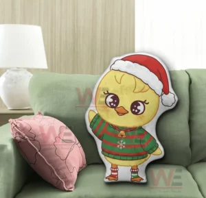 BbokAri Stray Kids Custom Shaped Pillow 6 Cute christmas chicken pillow on a green sofa in a modern living room!