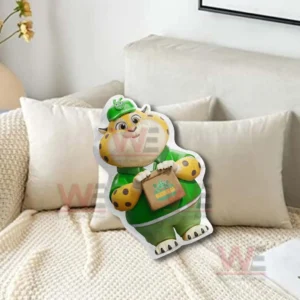 Benjamin Clawhauser Custom Shaped Pillow 5 Cartoon leopard shaped pillow placed on a white bed with neutral pillows in a bright bedroom!