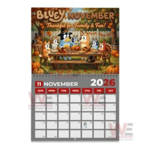 Bluey 2026 Wall Calendar 11 Bluey November calendar page with a family feast illustration!