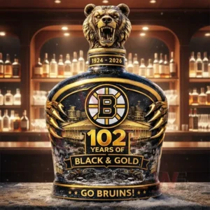 Boston Bruins 102 Years Of Black And Gold Go Bruins 1924-2026 Anniversary Whiskey Bottle 3 boston bruins 102 years of black and gold go bruins 1924 2026 anniversary whiskey bottle img 1 k8Aet