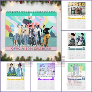 Various BTS calendar pages displayed around the main two thousand twenty six cover!