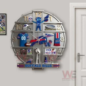 Buffalo Bills themed wall clock mounted near a door demonstrating practical placement and visual balance!