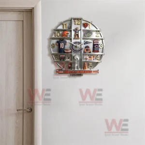 Chicago Bears Home Decorative 3D Wall Clock 7 Chicago Bears decorative wall clock mounted near a doorway with organized football themed design!