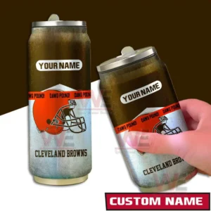 Cleveland Browns NFL Personalized Can Tumbler 4 A pair of Browns themed can style tumblers with bold team branding and a customizable name section!