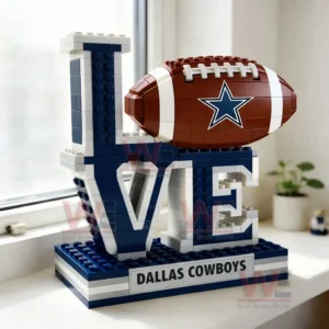 Dallas Cowboys LOVE Brick Building Blocks 4 Close view of brick built love model with football and Dallas Cowboys style!