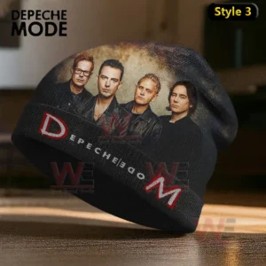 Depeche Mode Band Beanie Hat cap 5 Black beanie with a printed portrait of four band members and stylized Depeche Mode text on the lower band!