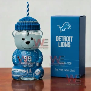 Detroit Lions 96th Anniversary 1930-2026 Bear Glass Cup