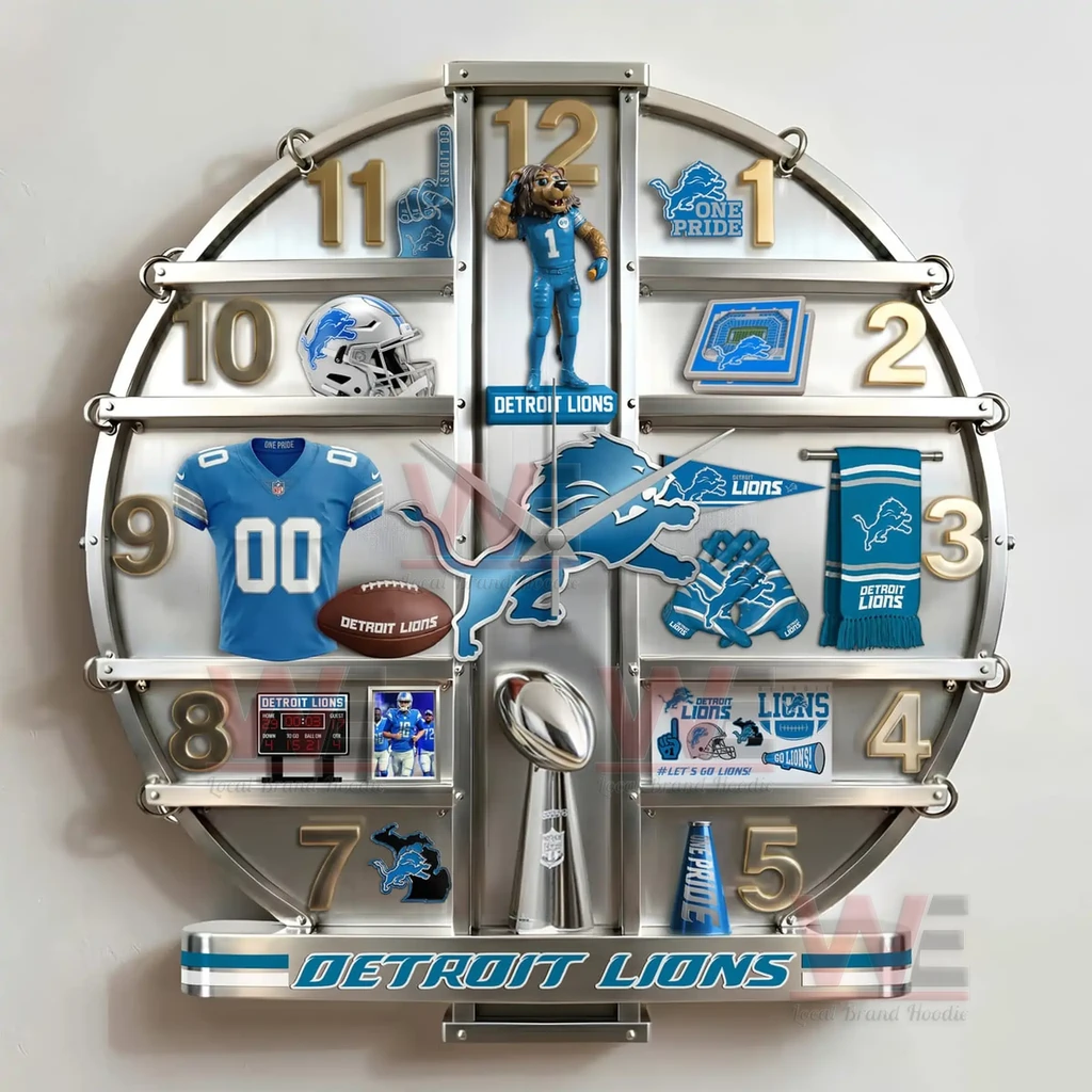Detroit Lions Home Decorative 3D Wall Clock 5 Detroit Lions Home Decorative 3D Wall Clock - Image 5