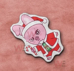 Dwaekki Stray Kids Custom Shaped Pillow 5 Pink cartoon pig shaped pillow in holiday clothing on a pink fabric background!