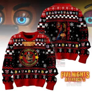 Christmas sweater with horror game theme displayed against a dramatic dark background!