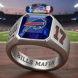 Football Team Crystal Spirit Ring 9 Philadelphia Eagles silver ring with green crystal logo placed on a football field background!