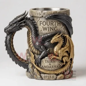Fantasy dragon mug with two sculpted dragons forming the handle and body of a decorative cup!